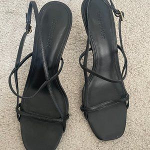 Reformation Isabelle Black Strappy Heel Sandals